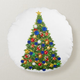 Coussins Ronds Arbre de Noël - Drapeau de l'Union européenne   Eu