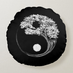 Coussins Ronds Arbre Yin Yang
