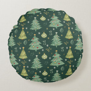 Coussins Ronds Arbres de Noël et ornements Motif