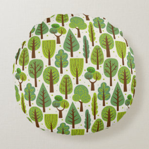 Coussins Ronds Arbres d'été : Motif vert sans joint