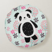 Coussins Ronds Arbres, fleurs et ours de panda (Dos)