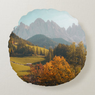 COUSSINS RONDS ARBRES VERTS ET CHAMP DE GRASS