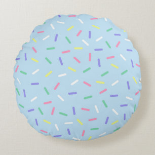 Coussins Ronds Arc-en-ciel bleu arrose confetti amusant coloré