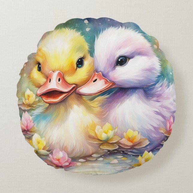Coussins Ronds Arc-en-ciel Canard 4 (Devant)