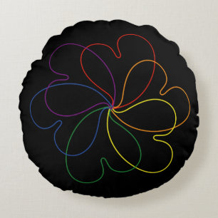 Coussins Ronds Arc-en-ciel coloré sur fleur coeurS de Black Chic