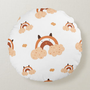 Coussins Ronds Arc-en-ciel et oreilles d'ours d'art populaire fan