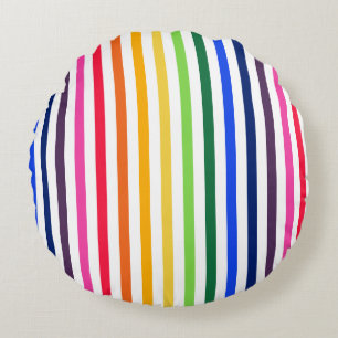 Coussins Ronds Arc-en-ciel et rayures blanches