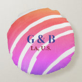 Coussins Ronds Arc-en-ciel jaune rose ajoutez le nom du couple li (Dos)