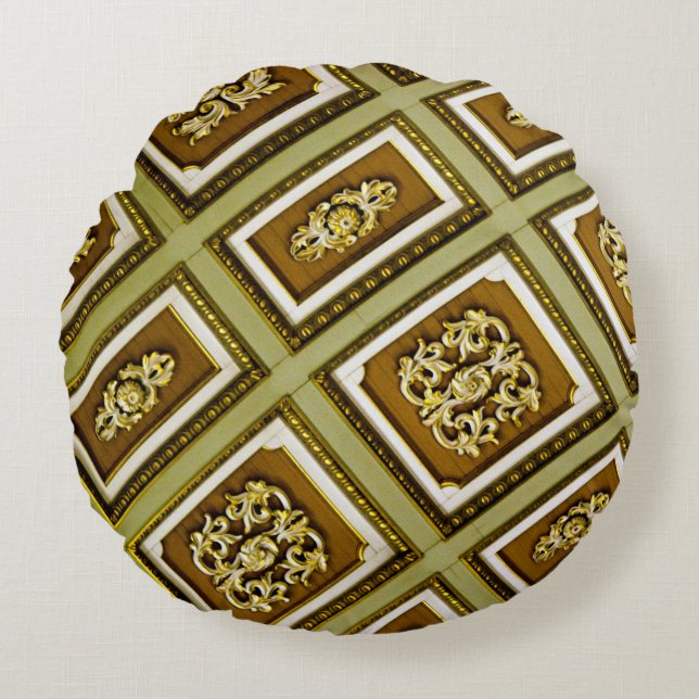Coussins Ronds Architecture Brown et verte (Devant)