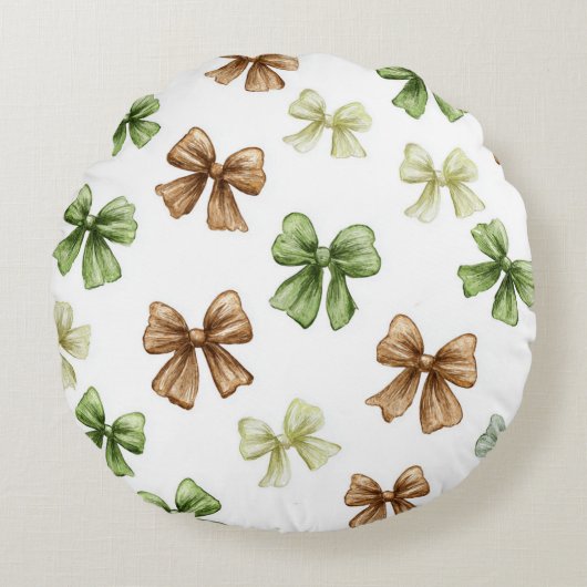 Coussins Ronds Arcs Papillons Vert Brun (Devant)