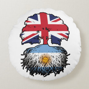 Coussins Ronds Argentine Argentine Royaume-Uni drapeau des racine