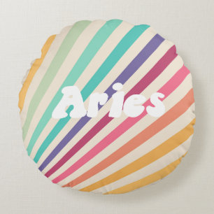 Coussins Ronds Aries Retro Rainbow Zodiac Astrologie