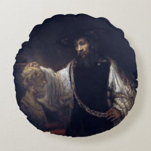 Coussins Ronds Aristote avec un buste de Homère par Rembrandt