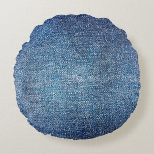 Coussins Ronds Arrière - plan bleu, jean jean texture arrière - p