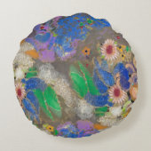 Coussins Ronds Arrière - plan de fleurs abstrait d'Odilon Redon. (Dos)