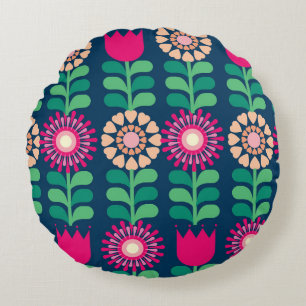 Coussins Ronds arrière - plan de fleurs vintage/illustration