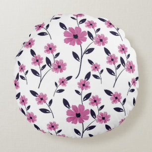 Coussins Ronds Arrière - plan de motif floral, dessiné à la main