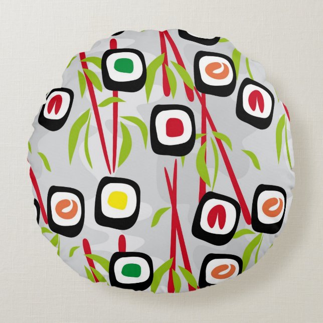 Coussins Ronds Arrière - plan de sushi (Devant)