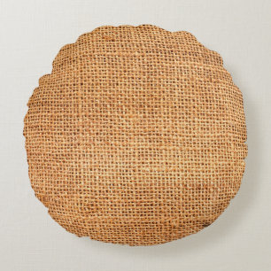 Coussins Ronds Arrière - plan de tissu de burlap Brown ou tissu