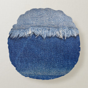 Coussins Ronds Arrière - plan de tissu Denim Jeans déchiré