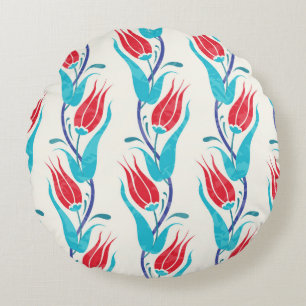 Coussins Ronds Arrière - plan de tulipes. Motif turc traditionnel