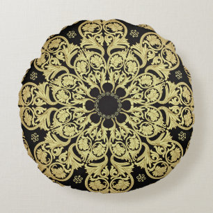 Coussins Ronds Arrière - plan Floral de luxe en or