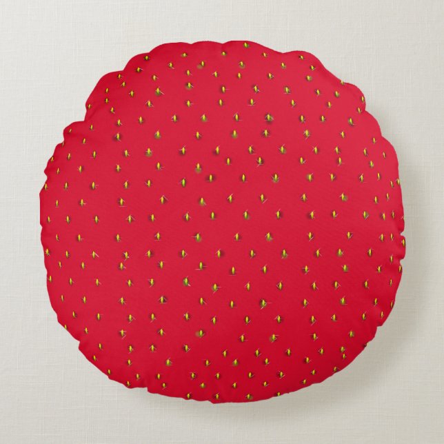 Coussins Ronds Arrière - plan fraise rouge (Devant)