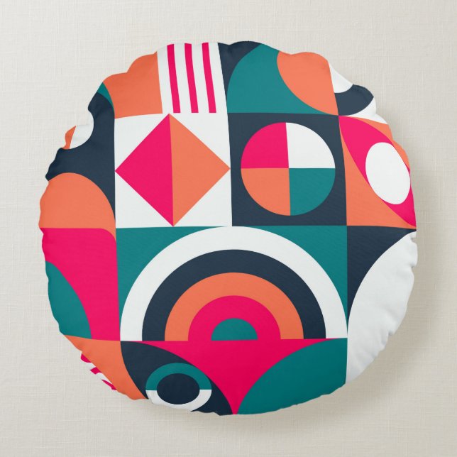 Coussins Ronds Arrière - plan géométrique murale. Style moderne v (Devant)