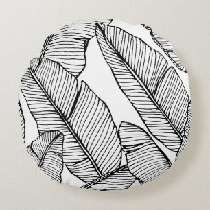 Coussins Ronds Arrière - plan motif de feuille de bananier sans 