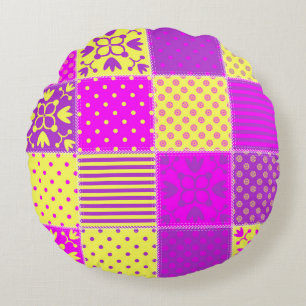 Coussins Ronds arrière - plan patchwork avec différents art motif