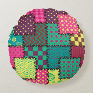 Coussins Ronds arrière - plan patchwork avec différents motifs