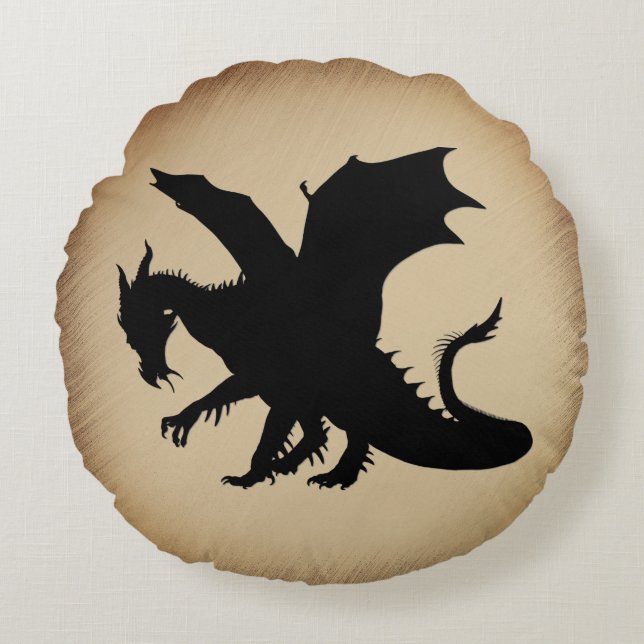 Coussins Ronds Arrière - plan rustique Black Dragon (Devant)