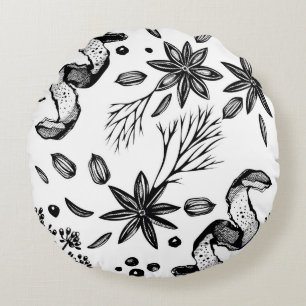 Coussins Ronds arrière - plan vintage sans soudure avec herbes de