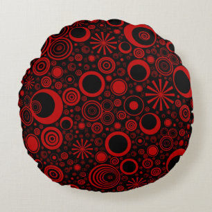 Coussins Ronds Arrondi-Oreiller rouge et noir rond