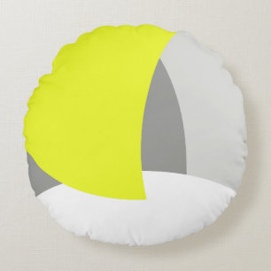 Coussins Ronds Art Abstrait gris jaune blanc