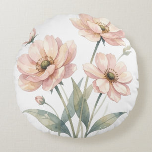 Coussins Ronds Art de bouquet aquarelle floral rose tendre