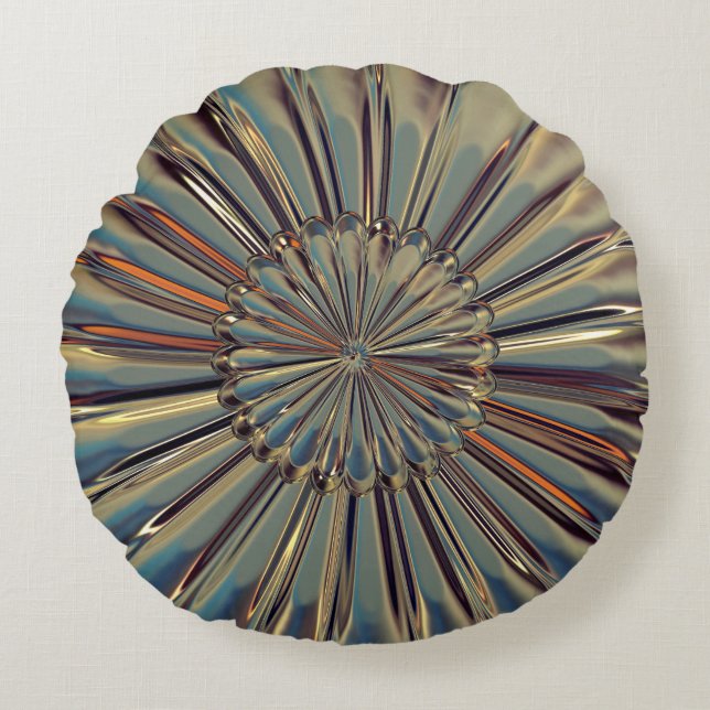 Coussins Ronds Art déco bronze look métallique coque de ventilate (Devant)