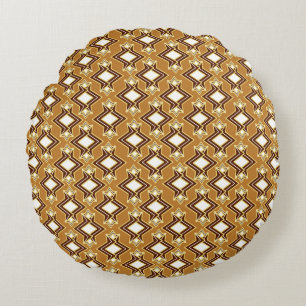 Coussins Ronds Art Déco Fond d'écran Motif, Tan et Brown