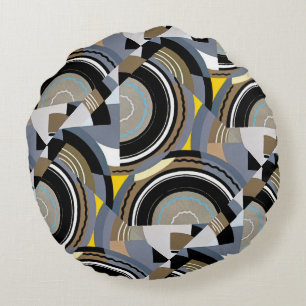 Coussins Ronds Art Déco vintage formes géométriques jazz Pochoir