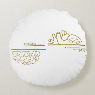 Coussins Ronds Art en ligne minimaliste Cerveau vs Cœur