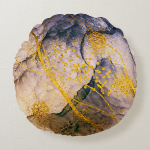 Coussins Ronds ART exotique. Tourbillon doré, design artistique.