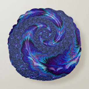 Coussins Ronds Art fractal en spirale psychédélique vibrant audac