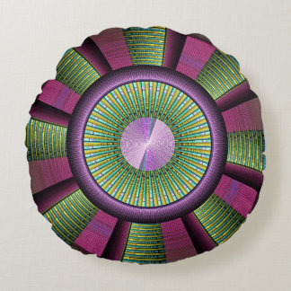 Coussins Ronds Art Fractal Moderne Rond Et Coloré