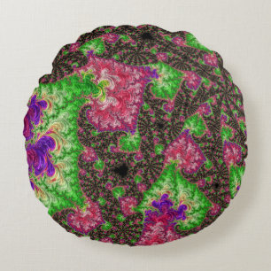 Coussins Ronds Art fractal spirale funky bohème groovy