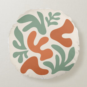 Coussins Ronds art mural abstrait vert sauge et terre cuite