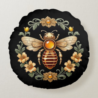 Coussins Ronds Art Nouveau Bee on Black