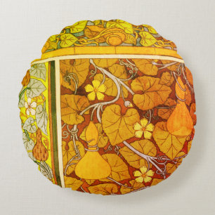 Coussins Ronds Art nouveau floral gourde élégant automne vert ora