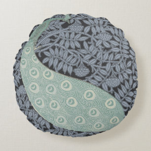 Coussins Ronds Art Nouveau Peacock Classic Vintage Bird