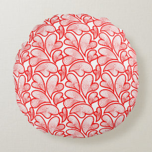 Coussins Ronds Art nouveau Red Hearts Foliage