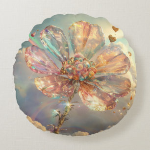 Coussins Ronds Art numérique rose cristal